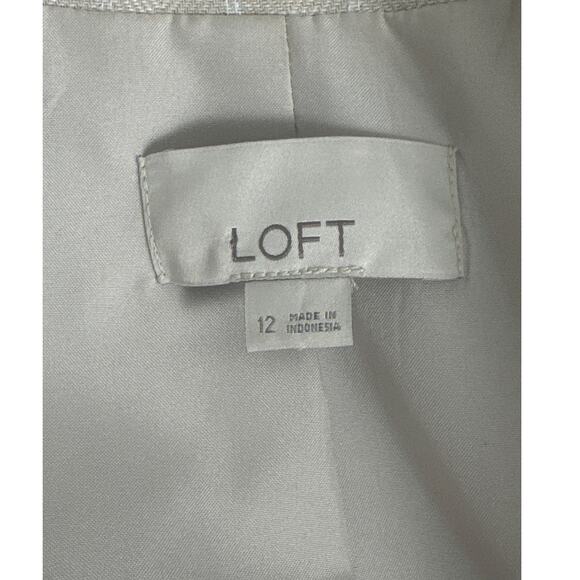 LOFT Classic Striped Blazer Metallic Thread Tan Beige Size 12 - Picture 3 of 10